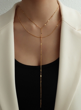 双层叠戴蛇骨链项链ins锁骨链谷爱凌同款不易掉色