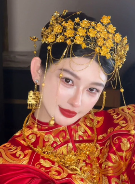 水舞G15282华丽金色流苏新娘头饰汉服婚嫁古典凤冠发簪套装发饰