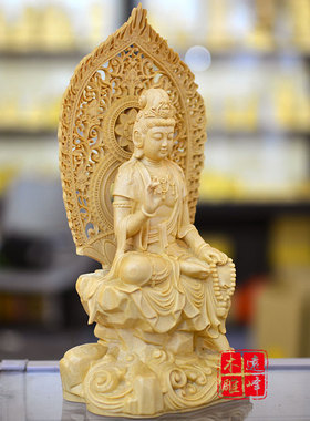 桧木精雕工艺品佛像摆件