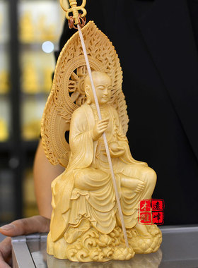 工艺品摆件桧木精雕佛像