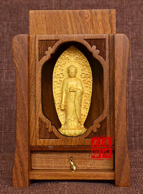 黄杨木随身佛龛雕刻供奉工艺品