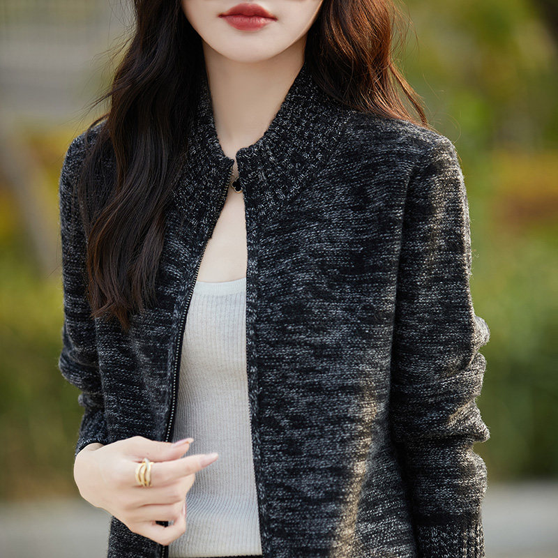 100%纯羊毛开衫女半高领拉链花纱拼色针织开衫宽松羊绒衫外套毛衣,淘宝优惠券,粉丝福利购,淘宝优惠卷