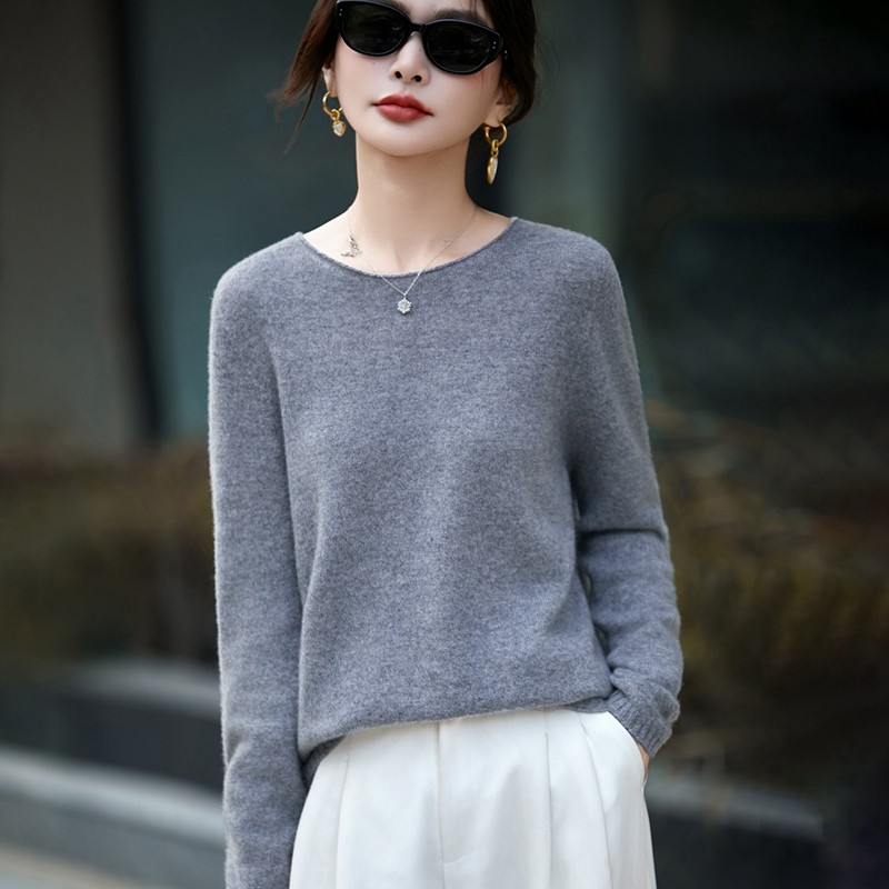 100%纯羊毛衫女一线成衣卷边圆领针织长袖毛衣宽松无缝羊绒衫打底,淘宝优惠券,粉丝福利购,淘宝优惠卷