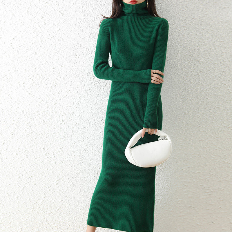 秋冬款100%羊毛衫女高领中长款过膝连衣裙抽条针织毛衣宽松羊绒衫,淘宝优惠券,粉丝福利购,淘宝优惠卷