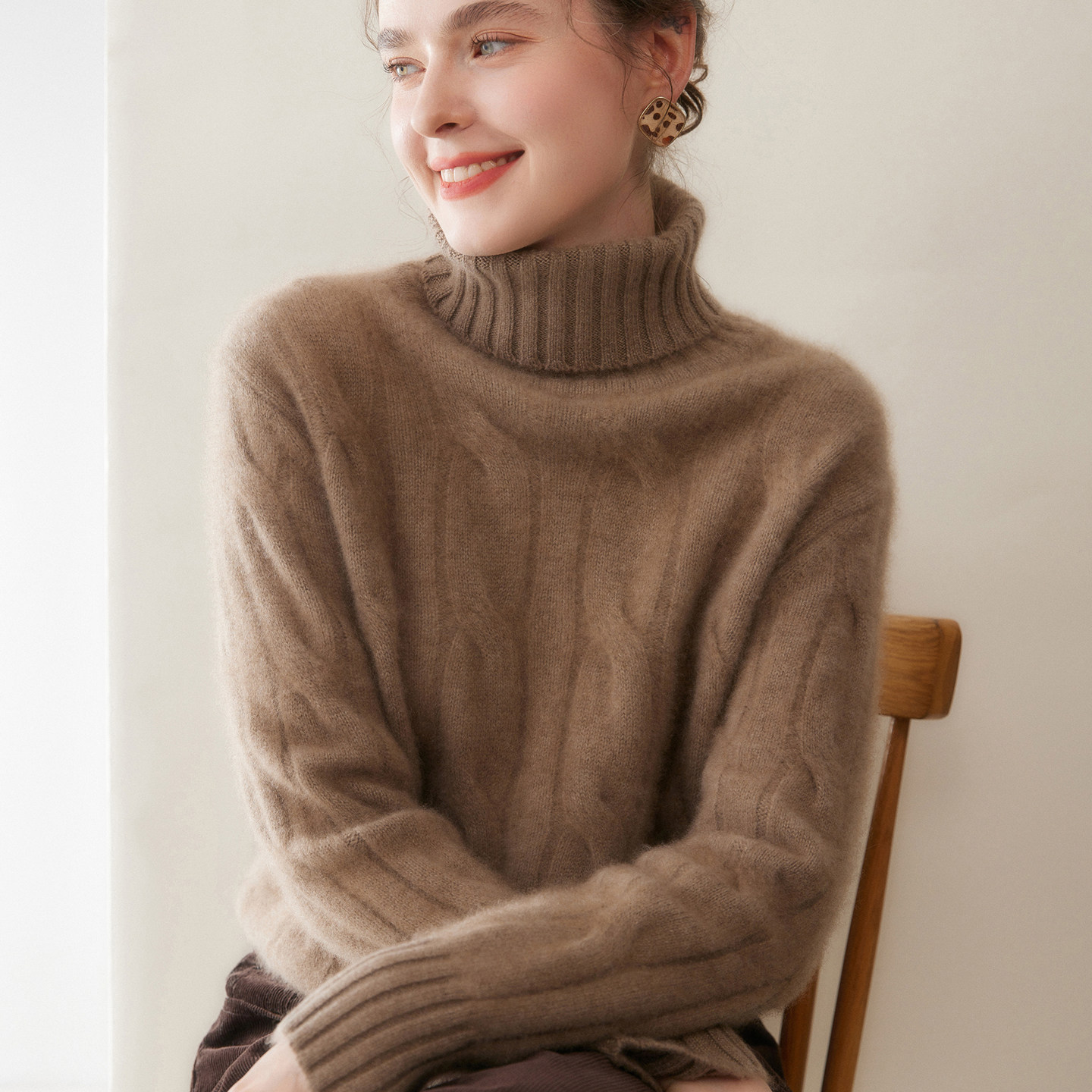 重磅五针三股加厚山羊绒衫女高领麻花针织长袖毛衣宽松打底羊毛衫,淘宝优惠券,粉丝福利购,淘宝优惠卷