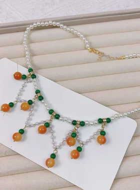 璎珞项链女古风汉服珍珠吊坠 清新唯美铃兰项链儿童古风汉服项链