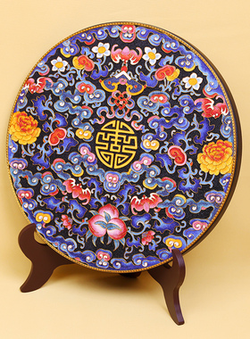 景泰蓝掐丝客厅玄关碳盘摆件福寿