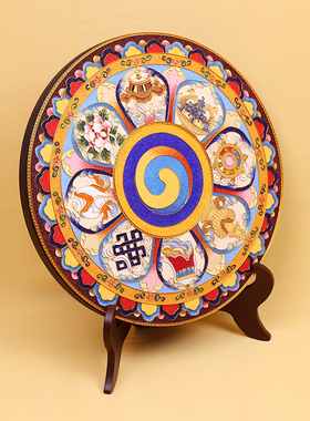八吉祥碳盘摆件掐丝珐琅彩新中式入户门厅桌面坐盘景泰蓝手工礼品