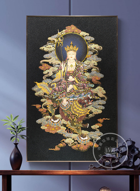 纯手工珐琅彩西藏佛像玄关装饰画