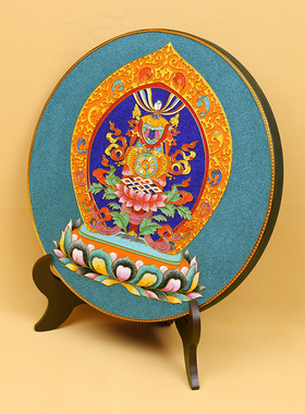 吉祥八宝碳盘摆件掐丝珐琅彩中式玄关客厅桌面坐盘景泰蓝手工礼品