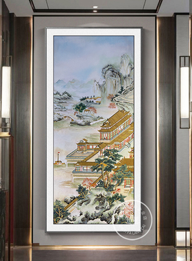 仿古山水风景掐丝珐琅彩新中式画