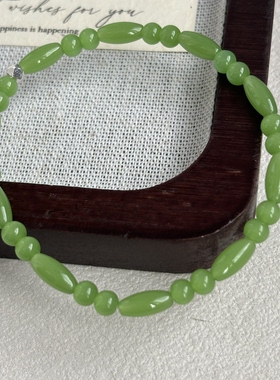 AYOUNG 玉绿色玻璃珠手链 4mm清新青提串珠手串 小众温柔显白百搭