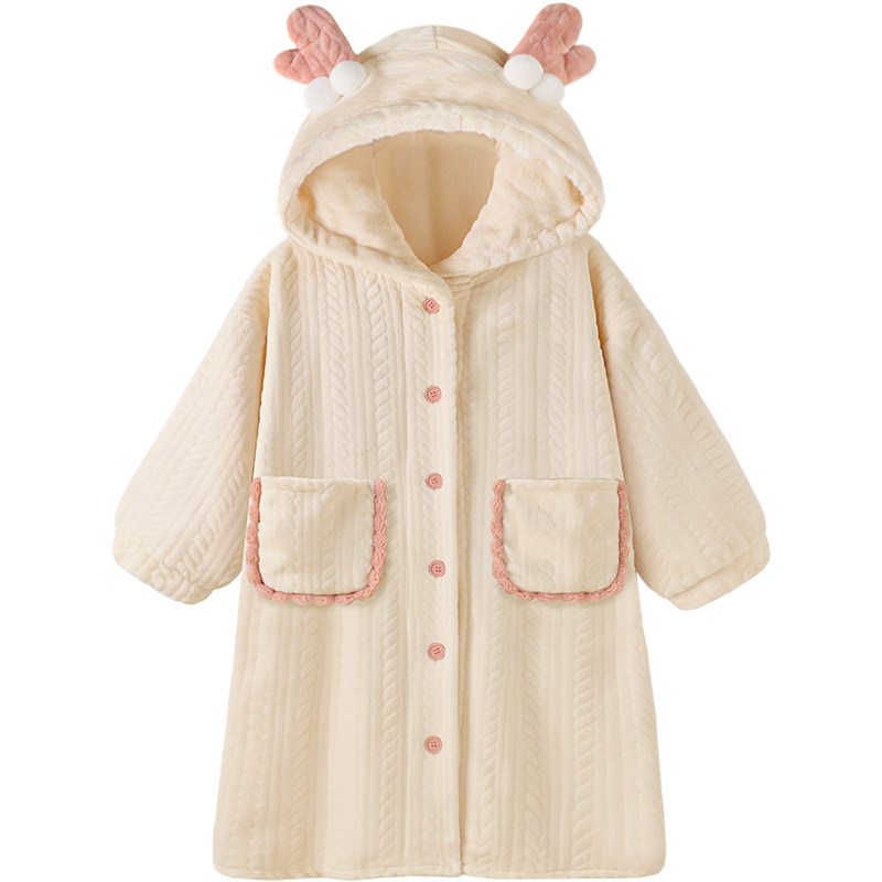 〖小仙鹿〗2026年新款可爱甜美加厚法兰绒睡衣女冬季长袖保暖睡袍,淘宝优惠券,粉丝福利购,淘宝优惠卷