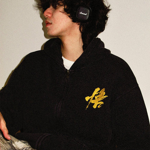 TEE7-国潮黑神话悟空周边四大天王连帽开衫做旧美式纯棉拉链卫衣 - 图1