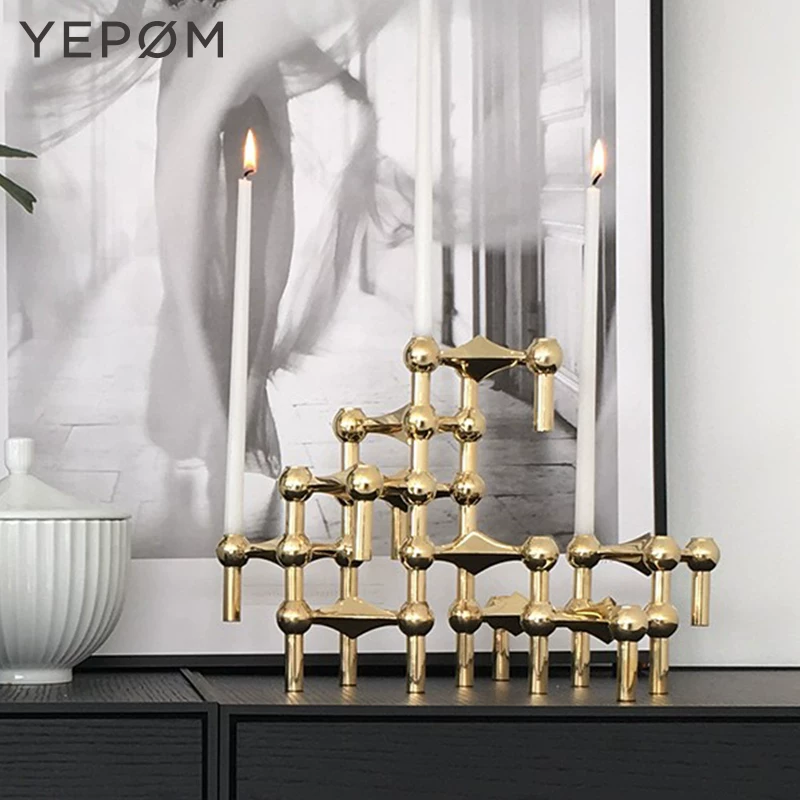 [实拍现货丹麦Stoff Nagel candle holder分子结构组合拼接烛台]