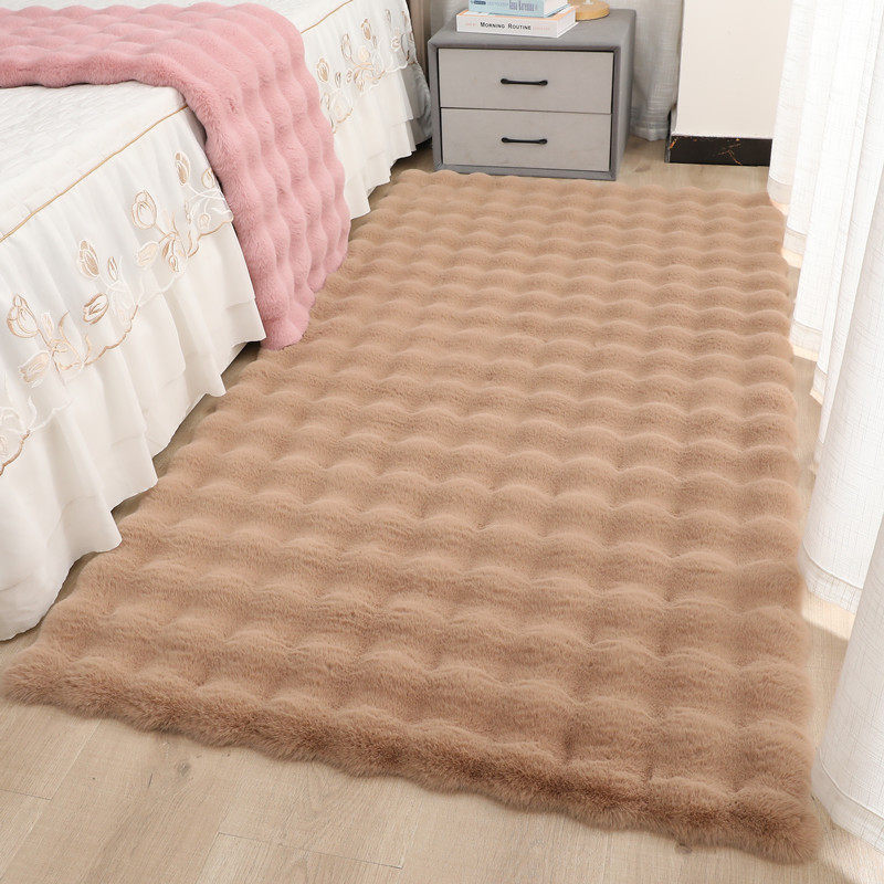 Rabbit plush bedside carpet cream style living room bedroom floor mat bubble velvet room carpet non-slip bay window mat