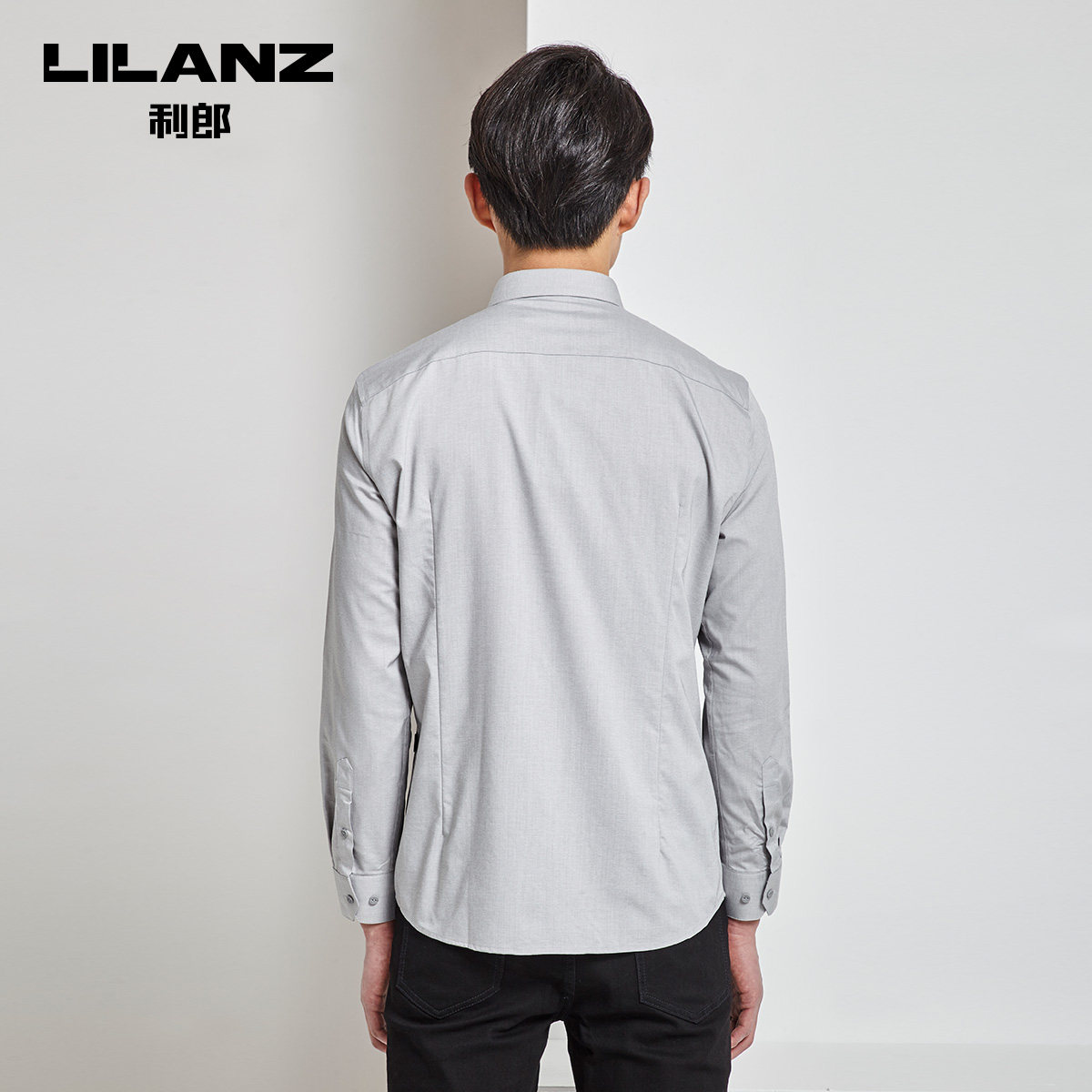 利郎官方长袖男修身潮流方领衬衫 利郎衬衫