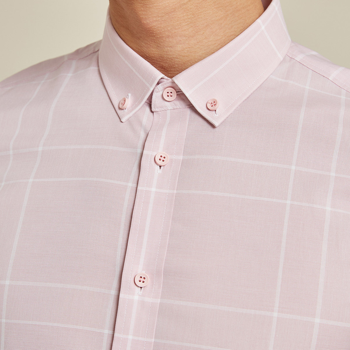 利郎官方男短袖格子英伦风正装衬衫 利郎衬衫