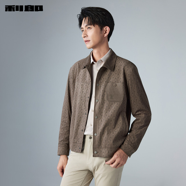 Lilang official faux suede embossed lapel jacket