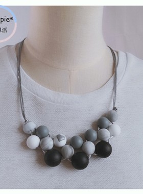 美国订单妈妈哺乳项链黑白灰珠