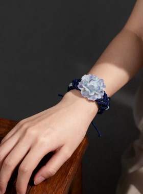 陶瓷原创牡丹手编手链新中式小众礼物中国风汉服配饰景德镇陶瓷