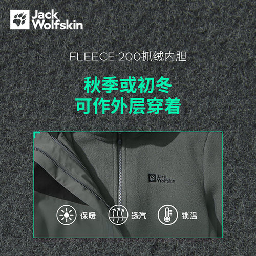 JackWolfskin狼爪ARLAND男士户外徒步防风抓绒三合一冲锋衣上衣 - 图1