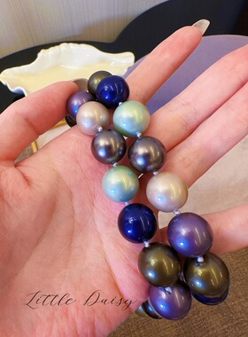 日系轻奢银镀金贝珠项链女