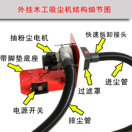 10寸9寸7寸无尘切割机 倒装锯 木工推台锯吸尘改装外挂式直吸直排 - 图0