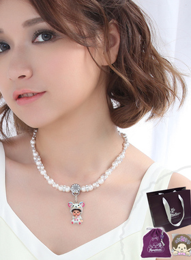 正品萌趣蒙奇锁骨日韩仿水晶项链