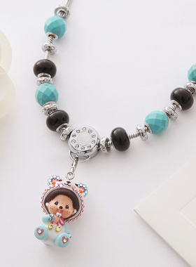 黑天鹅萌趣趣风仿绿松石锁骨链