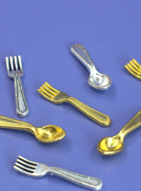 YQT微缩餐具叉子勺子食玩过家家玩具diy配件餐叉小配饰桌面小摆件
