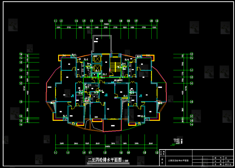 高层建筑给排水设计给排水平面图排水系统图CAD图带计算书 - 图2