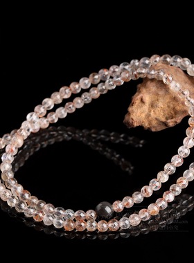 天然黑金超七水晶多圈手串手链女