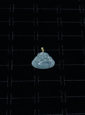 18K金扣头天然蓝水翡翠吊坠