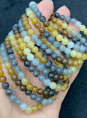 天然和田玉楼兰三色6m手串 玉质细腻  油润度极好 无棉无裂