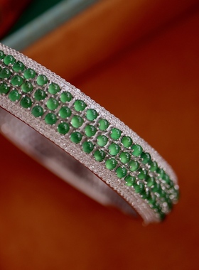 小米珠翡翠手镯 圈口56 58 60 62mm  5A级帝王绿翡翠小米珠