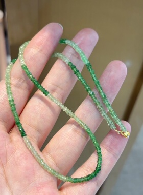 18k金扣头天然沙弗莱珠链