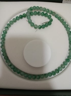 7.8mm天然非洲翠项链，52cm长，水润通透，飘花，高品质，无瑕