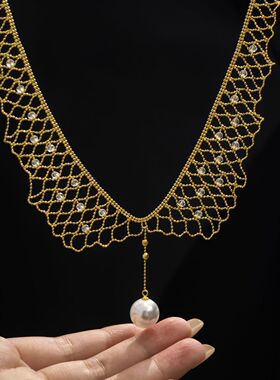 法式精致天花板，s925银蕾丝镶锆石项链