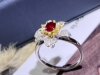 Main stone 0.58ct 18K gold natural unburned ruby ring with diamond 0.37ct total weight 3.7g 14.5 yards