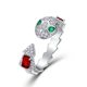 New personalized spirit snake cultivation color treasure set S925 silver inlaid cultivation emerald snake-shaped necklace ring for women