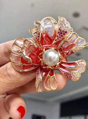 diy琉璃张扬珍珠华丽风别针