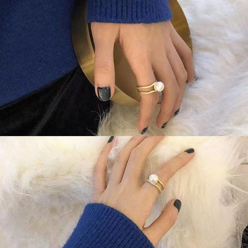 DIY珍珠配件 S925纯银戒指空托 时尚版指环银饰托女 配7-8mm圆珠,淘宝优惠券,粉丝福利购,淘宝优惠卷