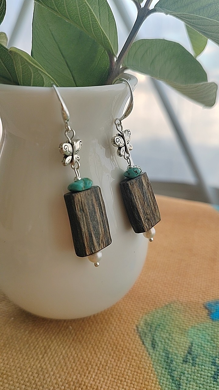 原创手作高油沉香耳环女复古新中式个性小众设计感高级气质耳坠,淘宝优惠券,粉丝福利购,淘宝优惠卷