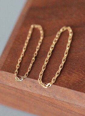 现货无折韩国纯14K金软戒 细链条指环隐形戒指无感一根金线不用摘