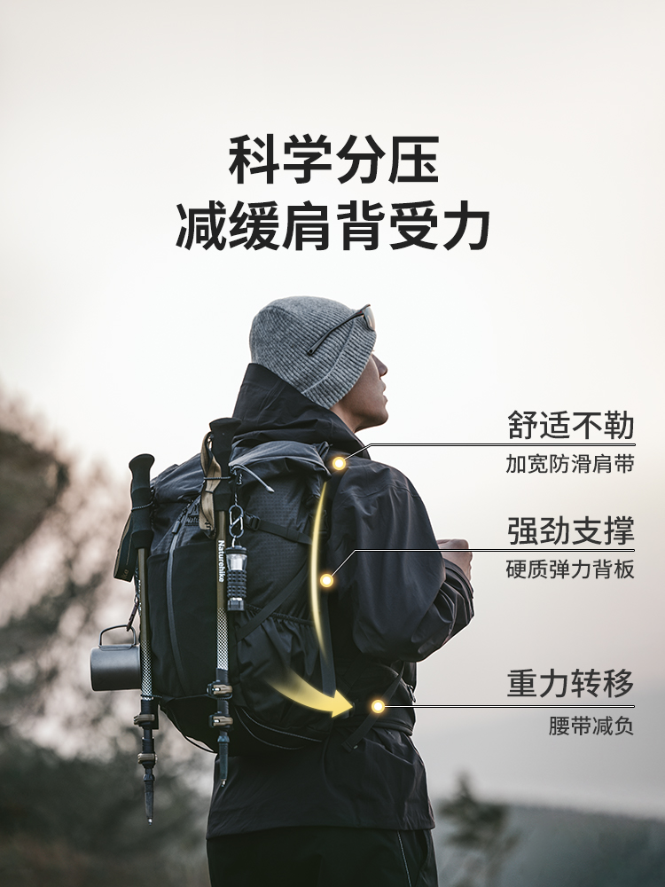 Naturehike挪客氦户外徒步登山大容量轻量化双肩包休闲通勤背包-图0