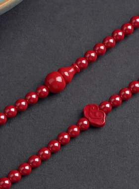 原创朱砂项链女帝王砂毛衣链简约时尚百搭男佛牌长短双挂扣链高档