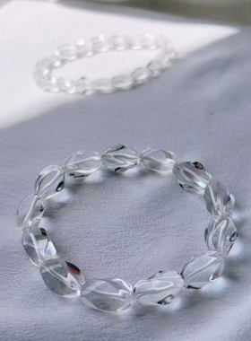 天然白水晶随形手链男女款