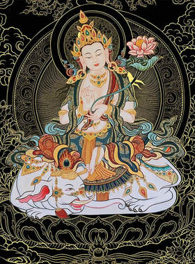 普贤菩萨描金唐卡线稿 藏族艺术 DIY手绘装饰画 解压疗治愈招财