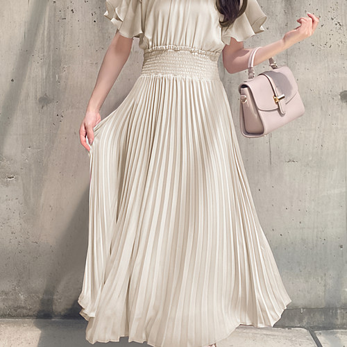 现* 花糖家 日系定制GRL清楚系樱花妹荷叶边纯色百褶连衣裙al142 - 图0